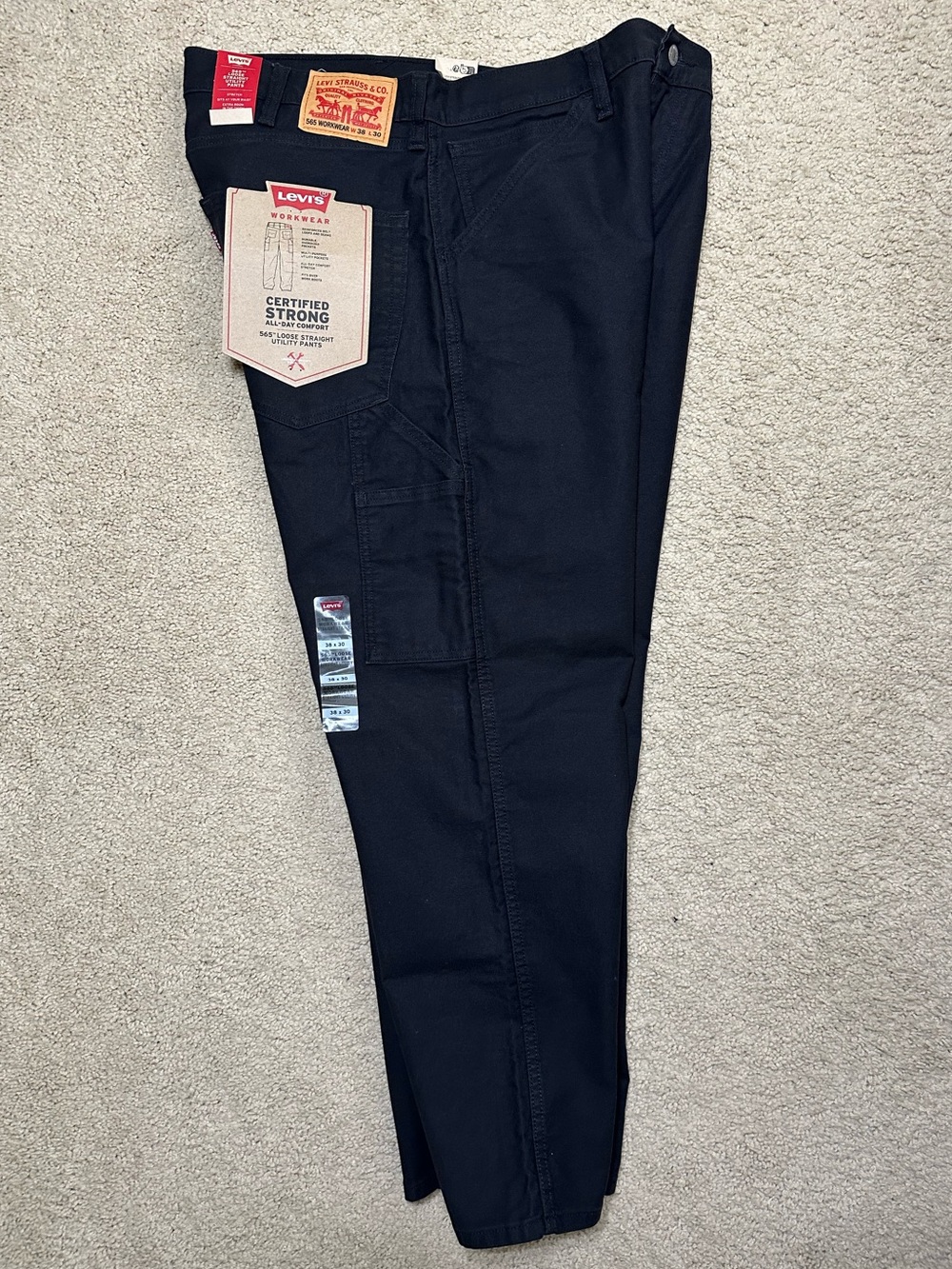 Levi’s 565 Workwear Loose Straight Utility Pants Jeans Men Size 38x30 - Picture 8 of 14